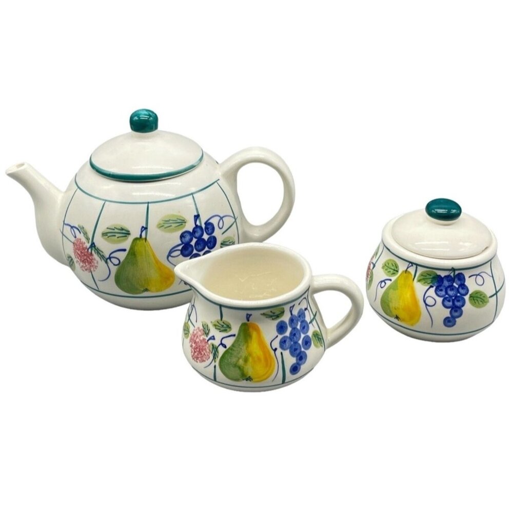 Certified international tea pot sugar bowl corporation creamer pitcher READ